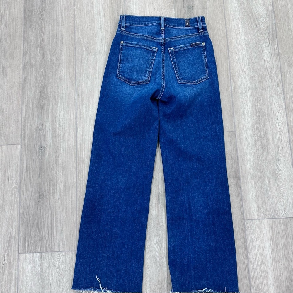 7 for all mankind cropped Alexa jeans with cut hem medium wash blue size 24 - Picture 4 of 10